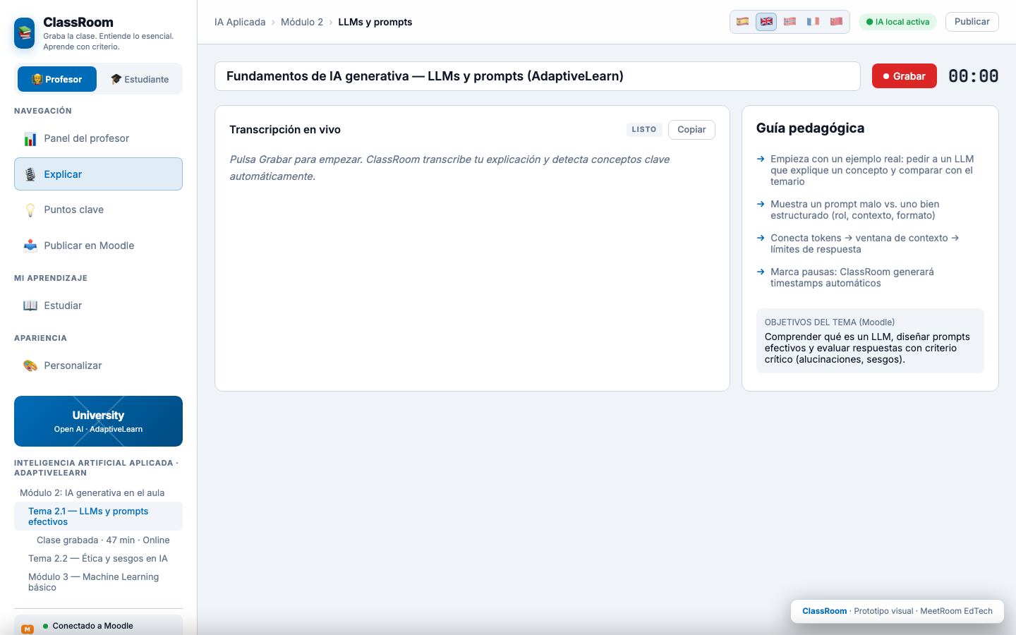 Grabar explicación